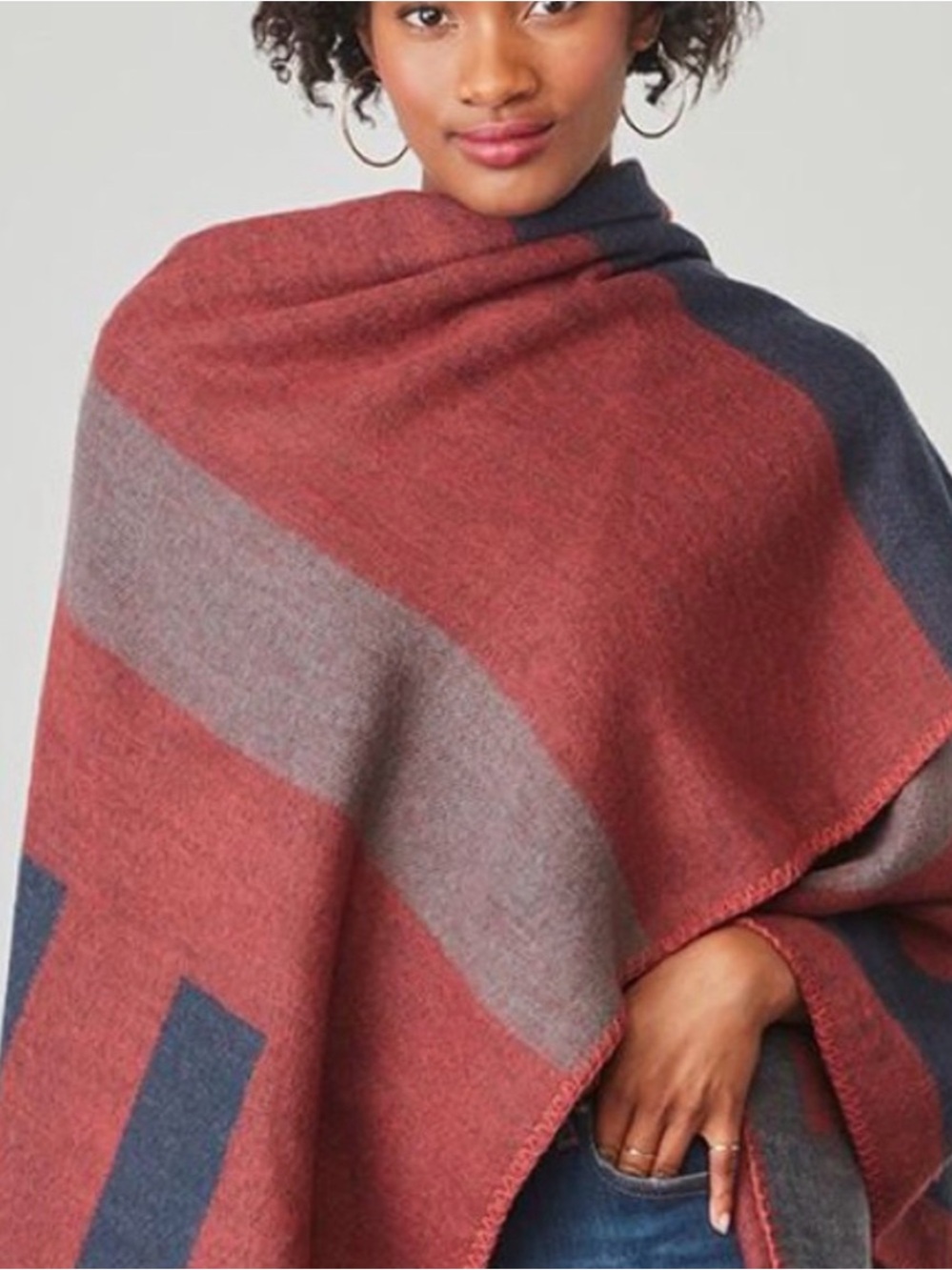 BB Dakota Rust, Gray & Navy Colorblock Wrap Scarf